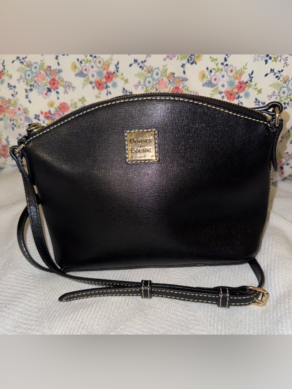 Dooney & Bourke Black Crossbody with Gold Logo